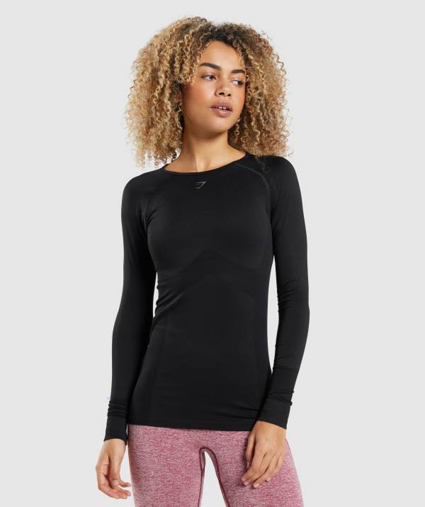 Damske Mikiny Gymshark Flex Long Sleeve Top Čierne | QX2841657